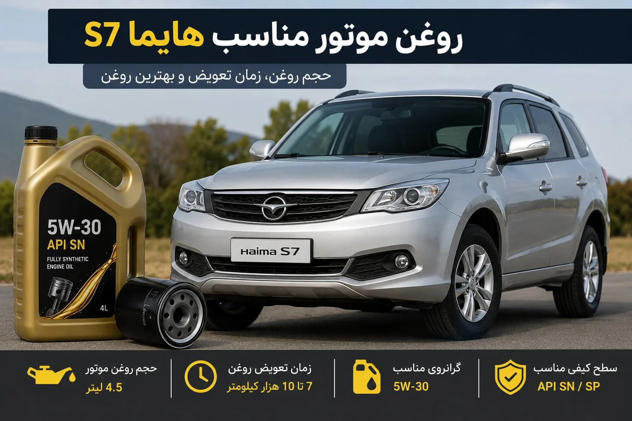روغن موتور مناسب هایما S7 | حجم روغن، زمان تعویض و بهترین روغن